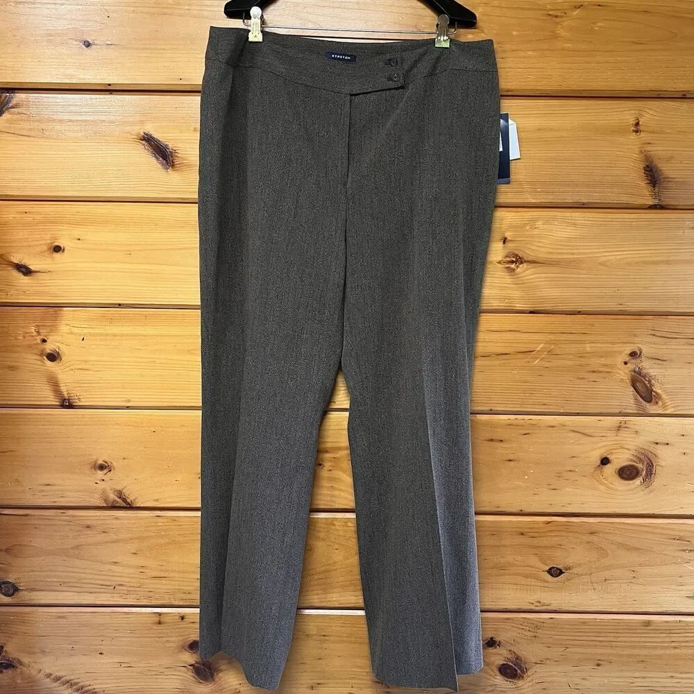 $119 Jones New York Vintage Signature Stretch Brown/ Charente Dress Pants 18W